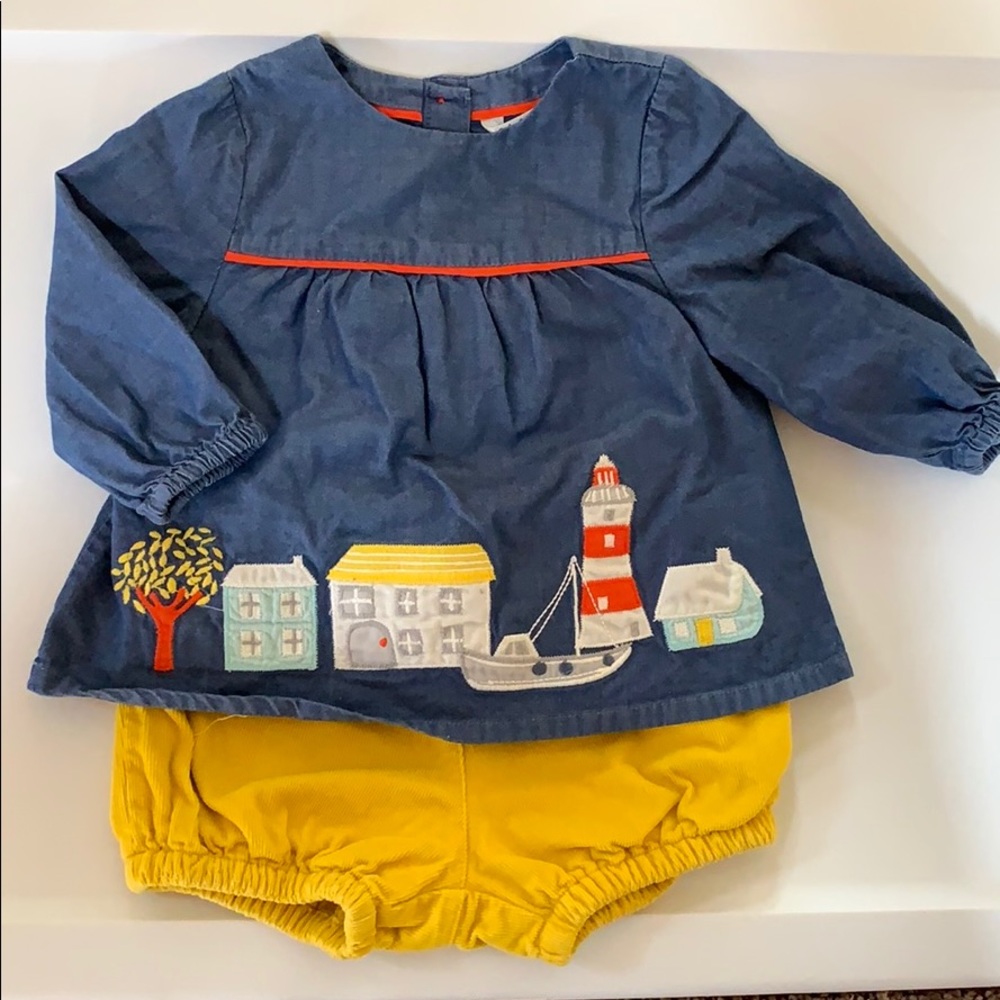 Baby Boden 2 piece fall short set, girl 3-6 mo